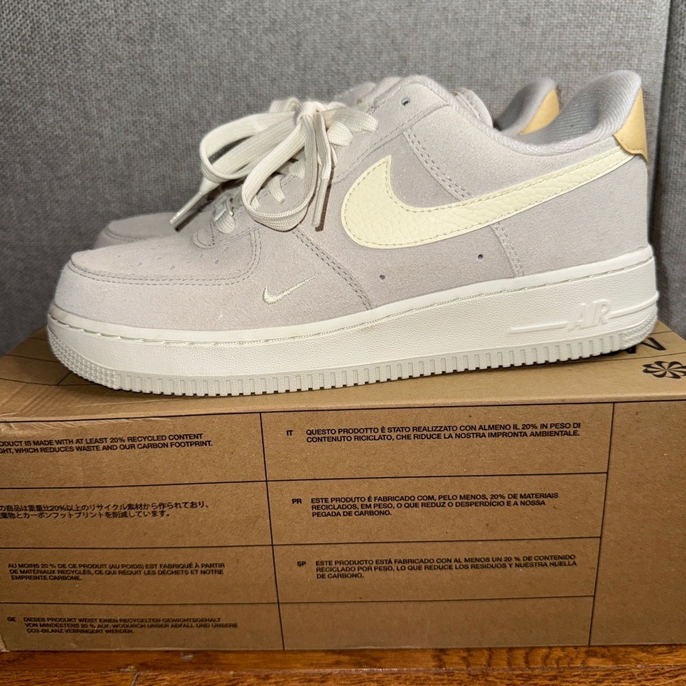 Nike Air Force 1 Sneakers in Cream and Tan
